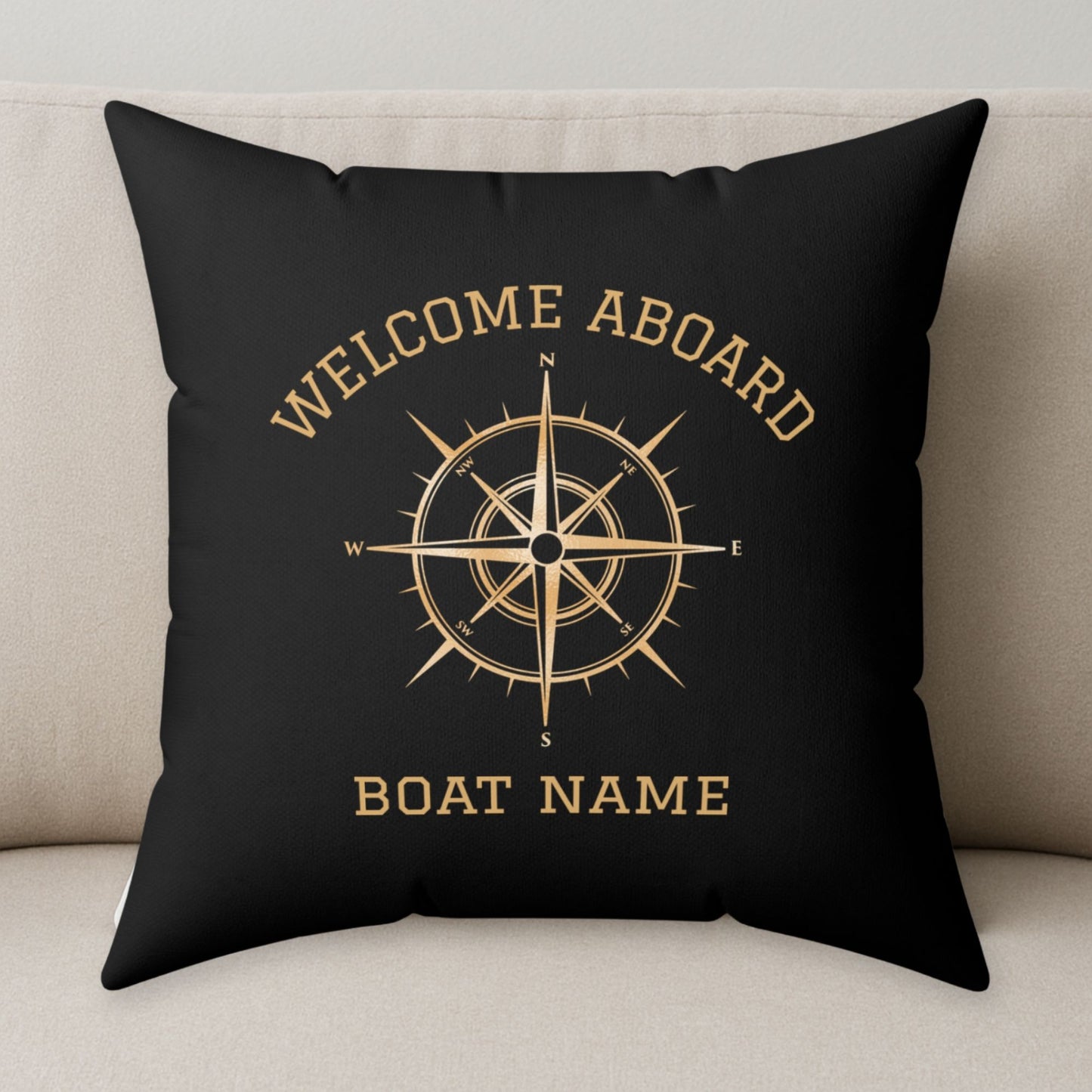 Gold Compass Boat Pillow