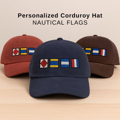 Personalized Nautical Flags Corduroy Hat