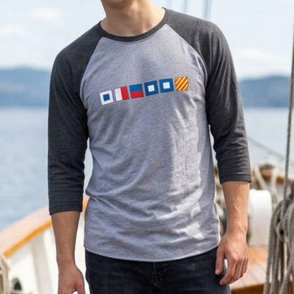 Personalized Nautical Flags Raglan Shirt 3/4 Sleeve Tee