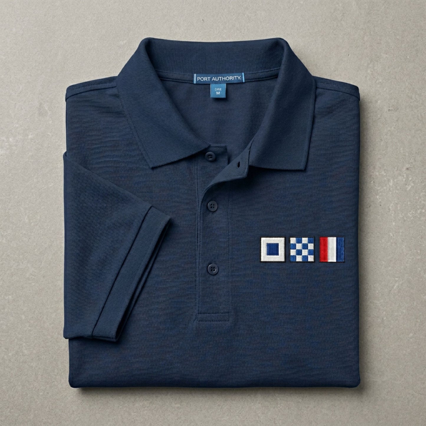 Embroidered Nautical Flags Polo Shirt
