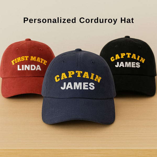 Personalized Captain or First Mate Corduroy Hat