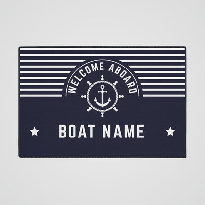 Personalized Boat Mat with Anchor & Ship's Wheel