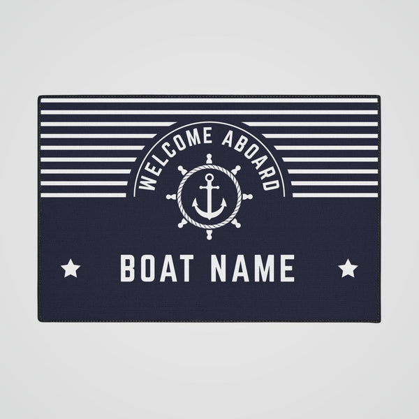 Personalized Boat Mat with Anchor & Ship's Wheel