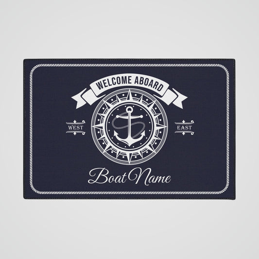 Personalized Boat Mat with Anchor and Compass