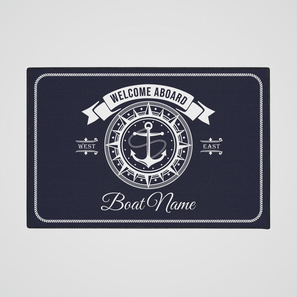 Personalized Boat Mat with Anchor and Compass