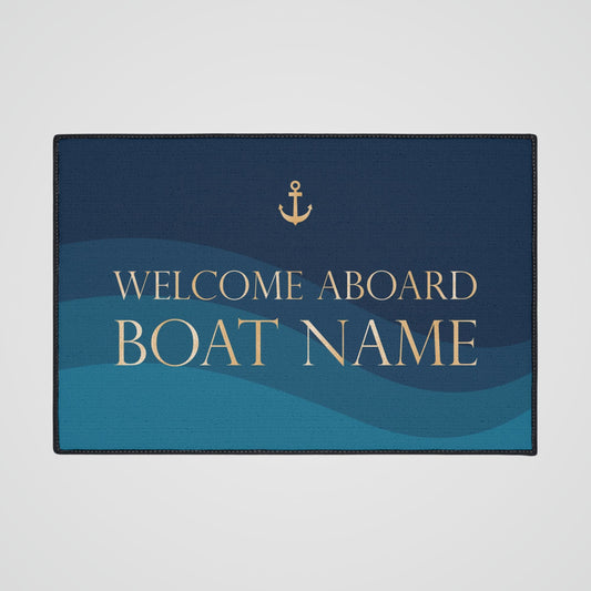 Personalized Boat Mat with Gold Anchor