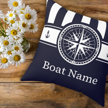 Personalized Boat Pillow with Compass Design