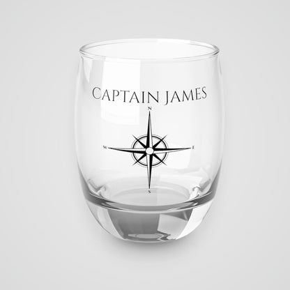 Personalized Nautical Compass Whiskey Glass