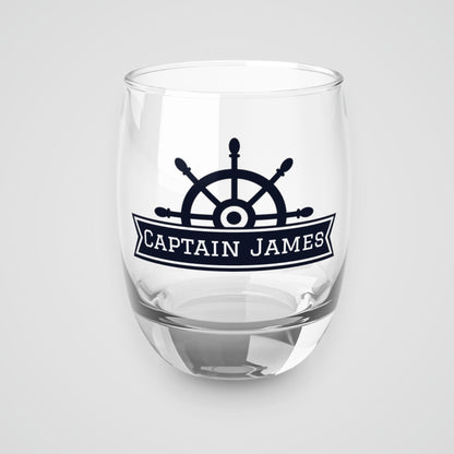 Personalized Ship Wheel Whiskey Glass