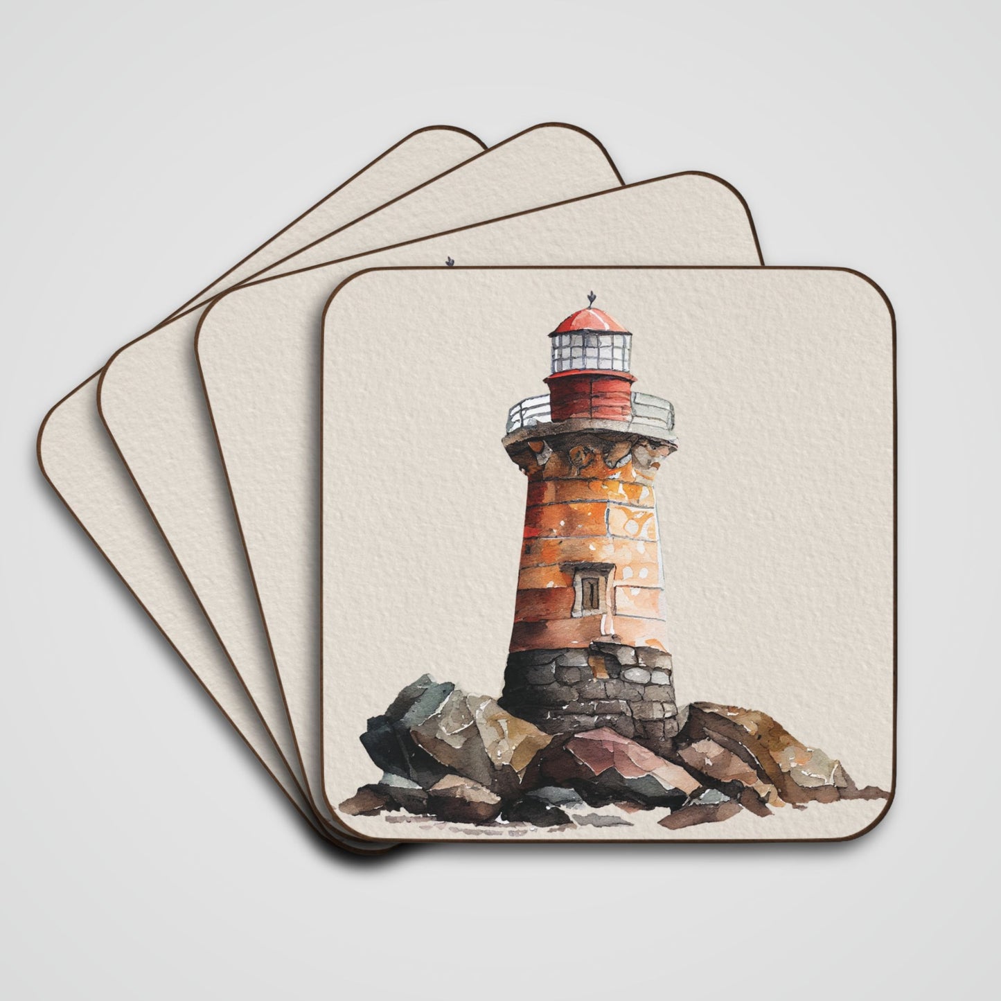Lighthouse Coaster - Set of 4 (Hardboard Back)