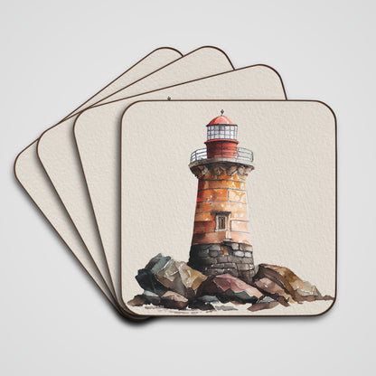 Lighthouse Coaster - Set of 4 (Hardboard Back)