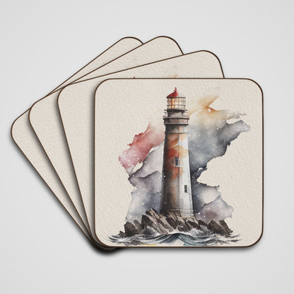 Lighthouse Coaster - Set of 4 (Hardboard Back)