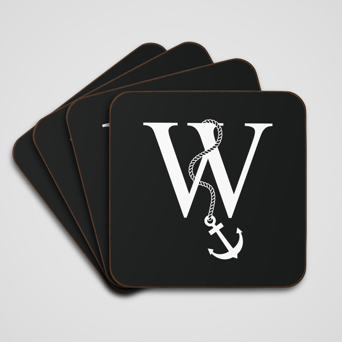 Black Nautical Monogram Coasters (set of 4)