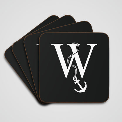 Black Nautical Monogram Coasters (set of 4)