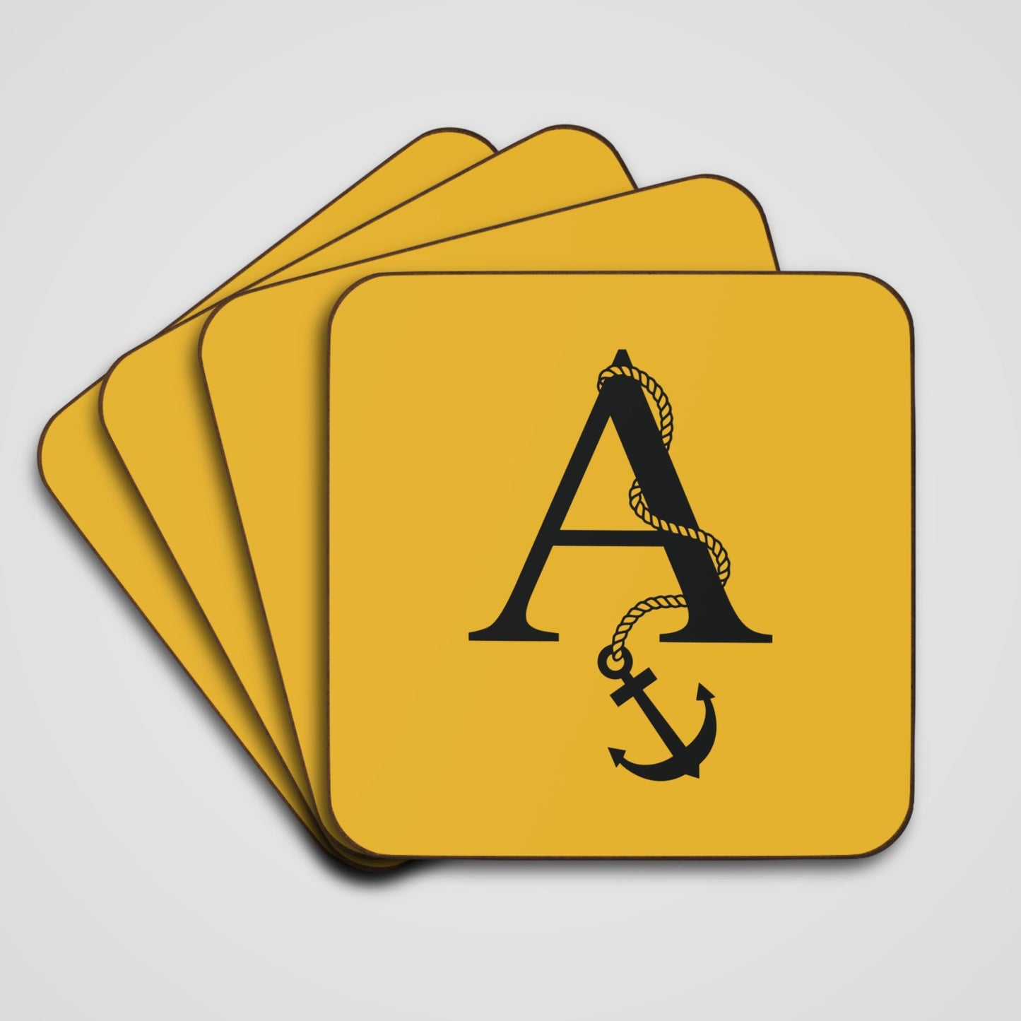 Yellow Nautical Monogram Coasters (set of 4)