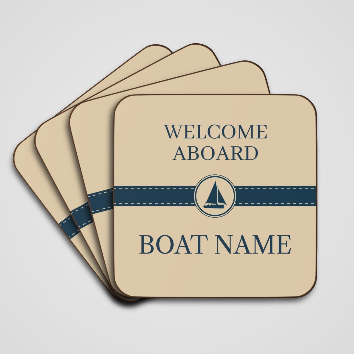 Boat Name Coaster - Sailboat (Set of 4)