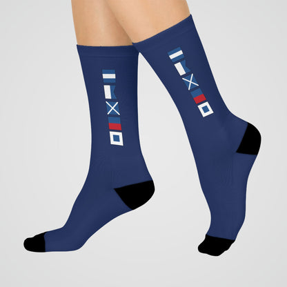 Nautical Flag Blue Cushioned Crew Socks