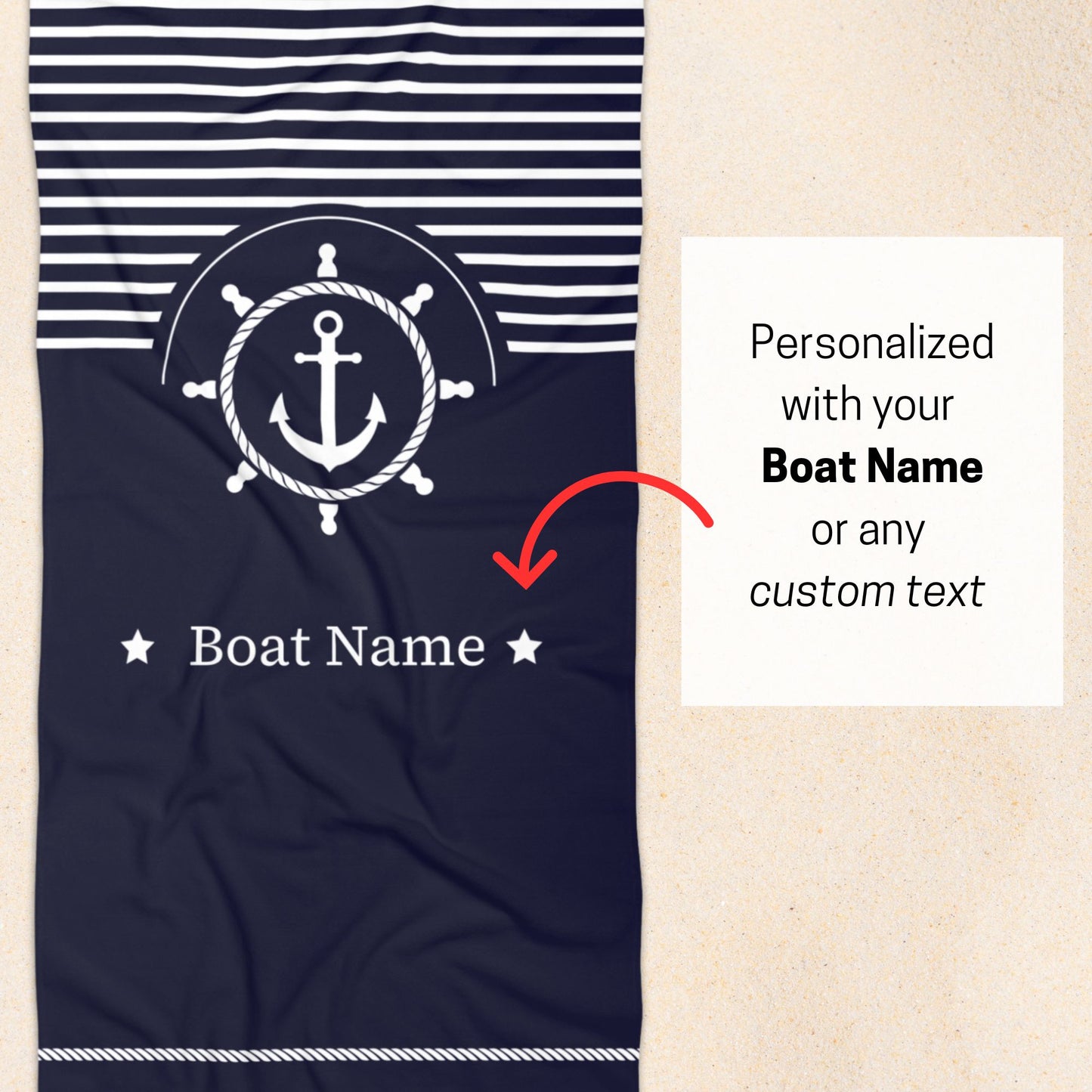 Custom Anchor Boat Towel - Personalized Nautical Gift