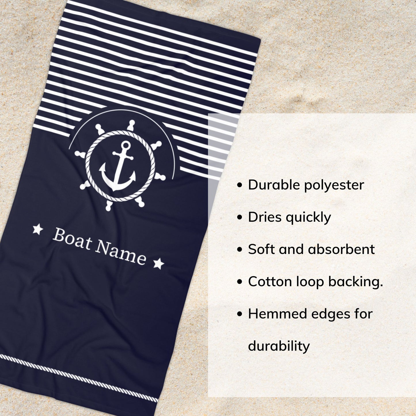 Custom Anchor Boat Towel - Personalized Nautical Gift