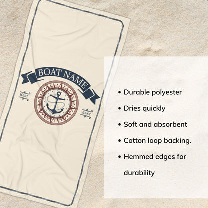 Custom Compass Anchor Towel with Boat Name