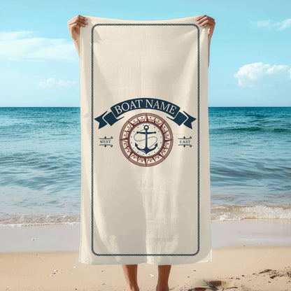 Custom Compass Anchor Towel with Boat Name