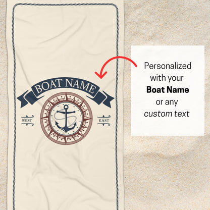 Custom Compass Anchor Towel with Boat Name
