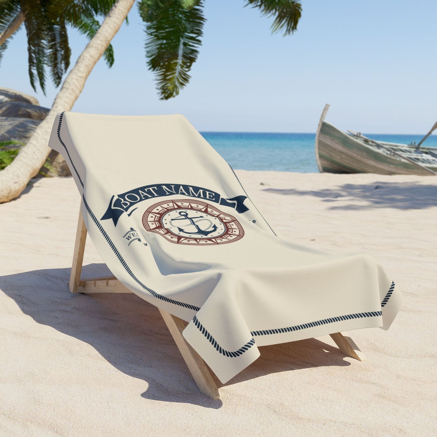 Custom Compass Anchor Towel with Boat Name