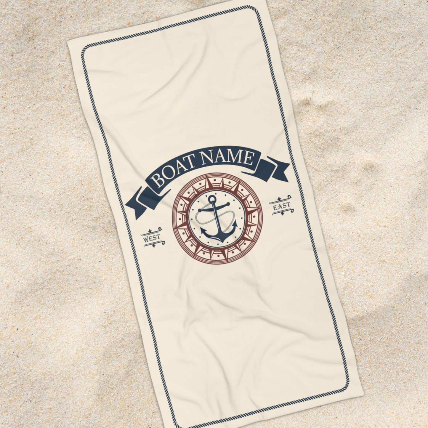 Custom Compass Anchor Towel with Boat Name