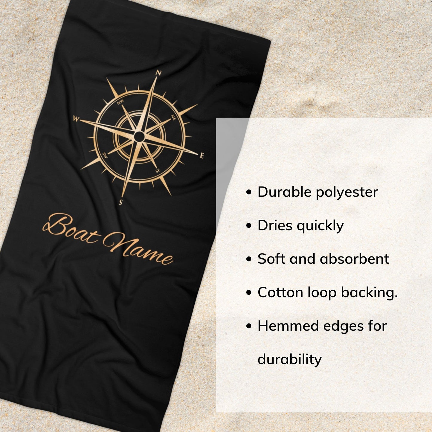 Custom Gold Compass Boat Towel