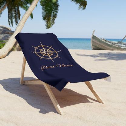 Navy Blue Gold Compass Towel