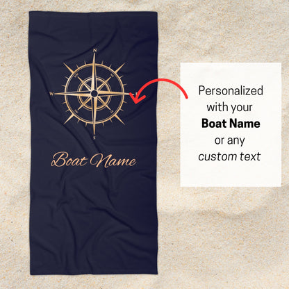 Navy Blue Gold Compass Towel