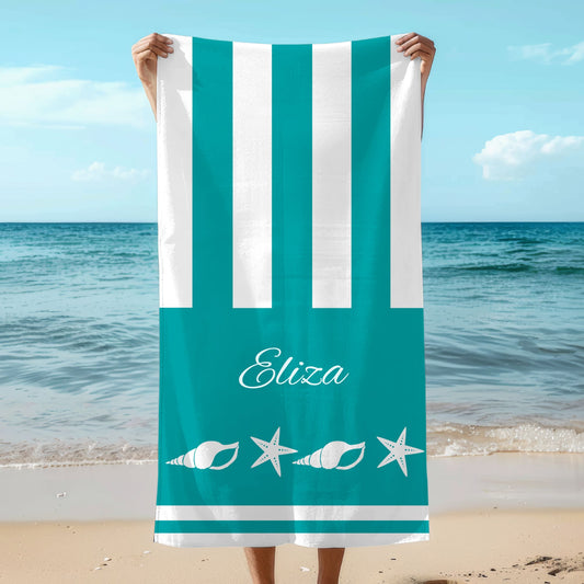 Personalized Seashell & Starfish Towel