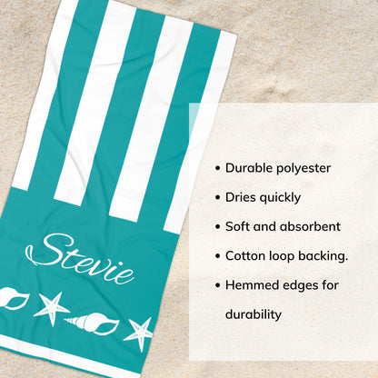 Personalized Seashell & Starfish Towel