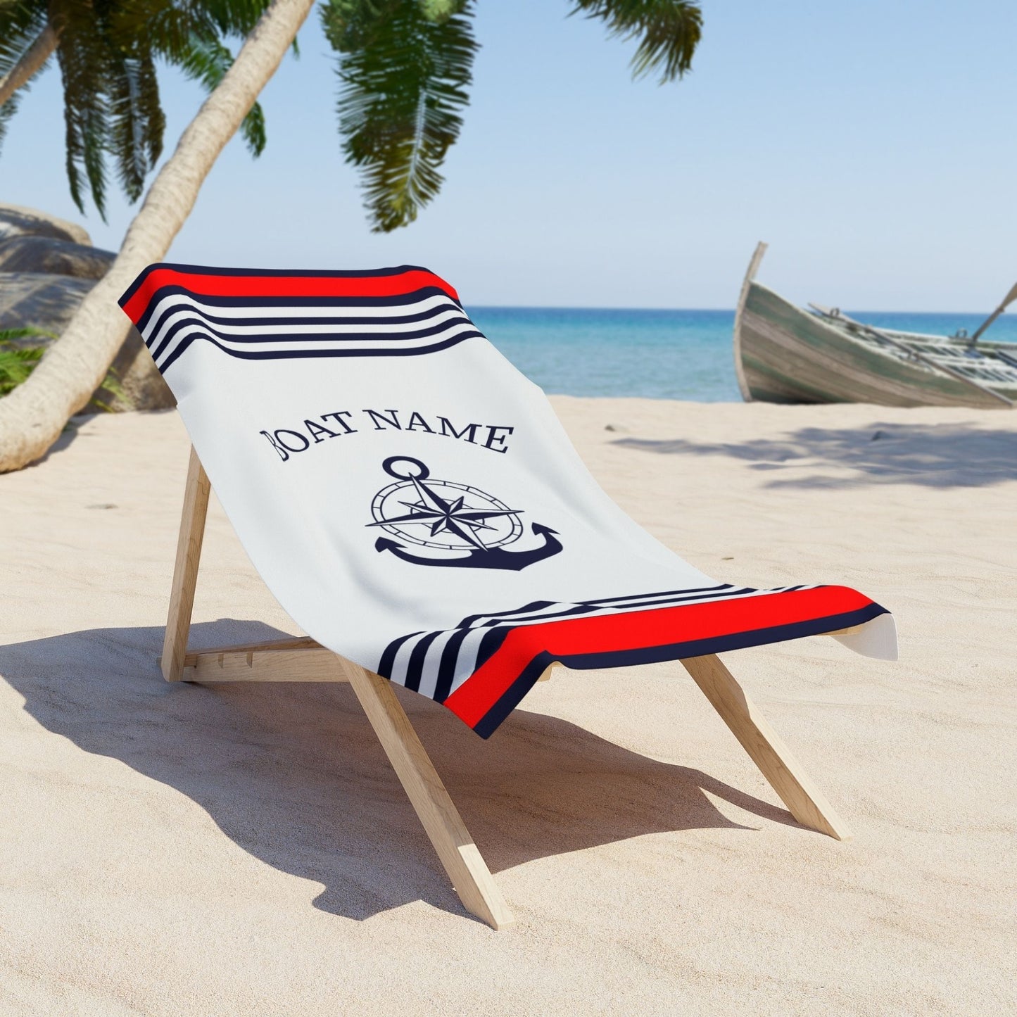 Custom Boat Towel with Anchor and Compass