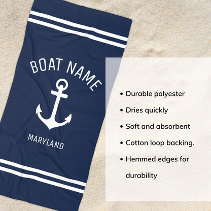 Luxury Navy Striped Boat Towel