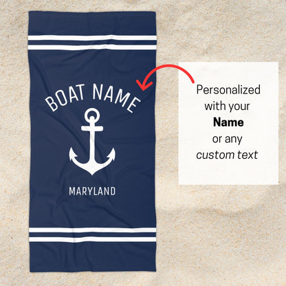 Luxury Navy Striped Boat Towel