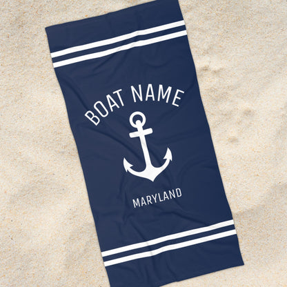 Luxury Navy Striped Boat Towel