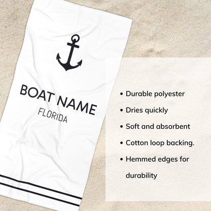 Personalized Boat Name Beach Towel