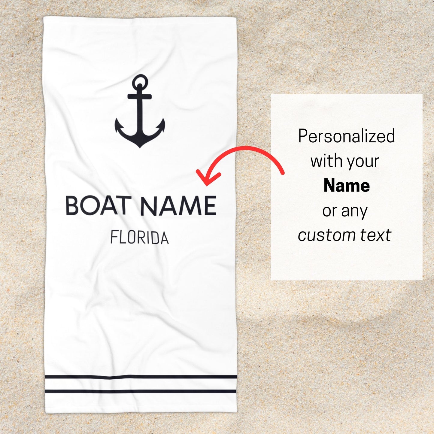 Personalized Boat Name Beach Towel