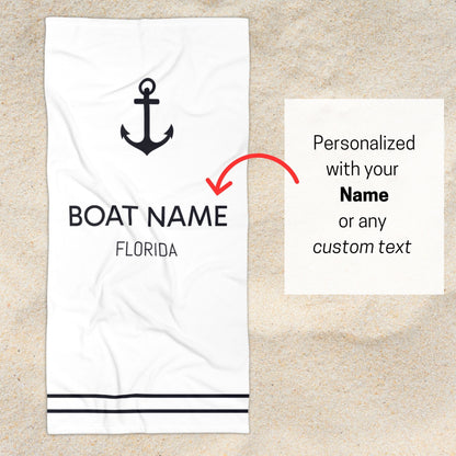 Personalized Boat Name Beach Towel