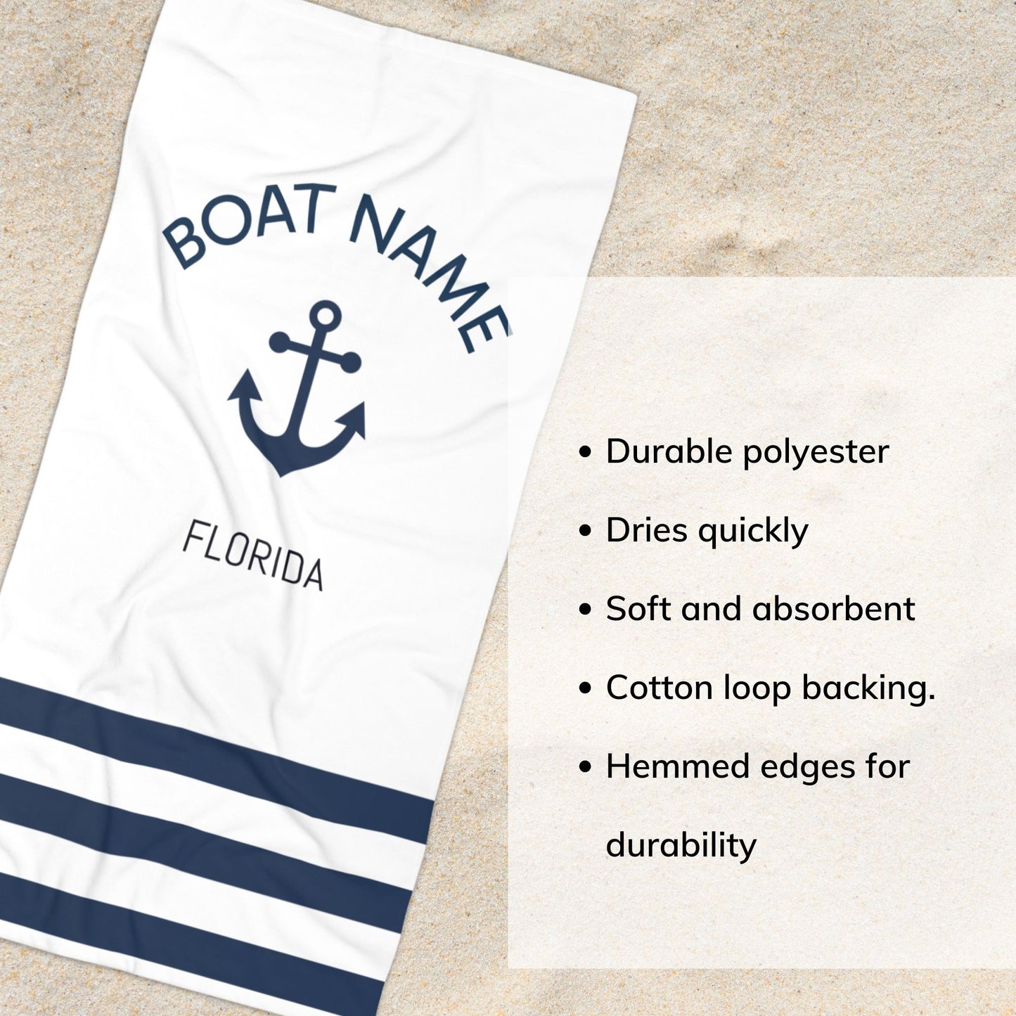 Personalized Boat Towel with Anchor