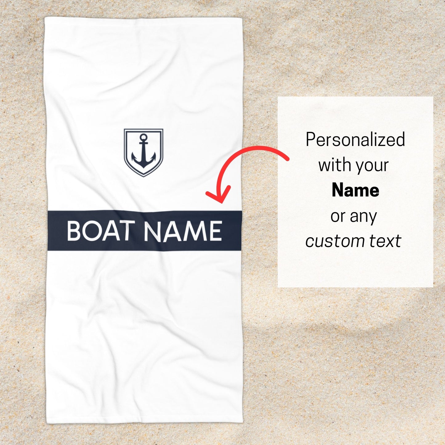 Nautical Beach Towel - Personalized with Your Boat Name