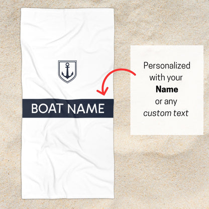 Nautical Beach Towel - Personalized with Your Boat Name