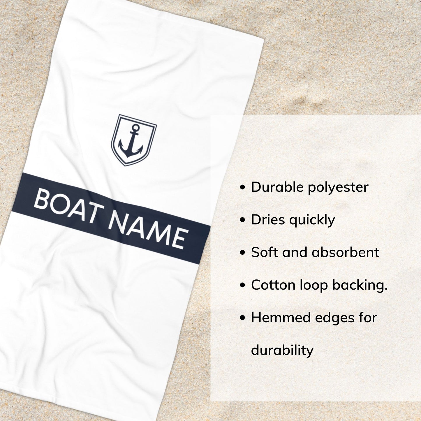 Nautical Beach Towel - Personalized with Your Boat Name