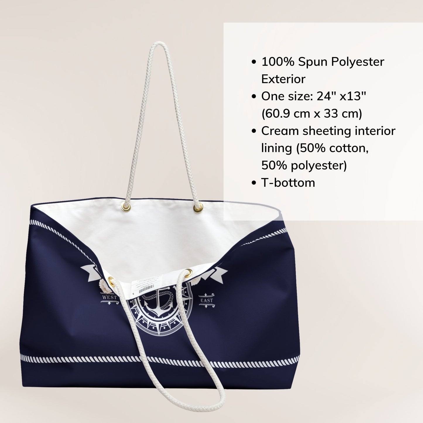 Personalized Nautical Weekender Tote Bag