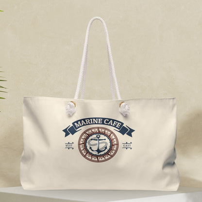 Personalized Beige Nautical Weekender Bag with Anchor & Compass