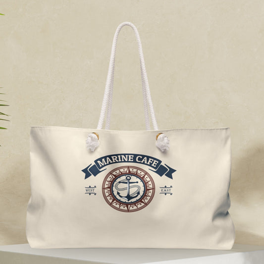 Personalized Beige Nautical Weekender Bag with Anchor & Compass