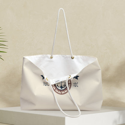 Personalized Beige Nautical Weekender Bag with Anchor & Compass