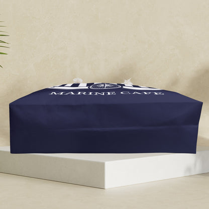 Navy Blue Nautical Weekender Bag with Stripes and Compass