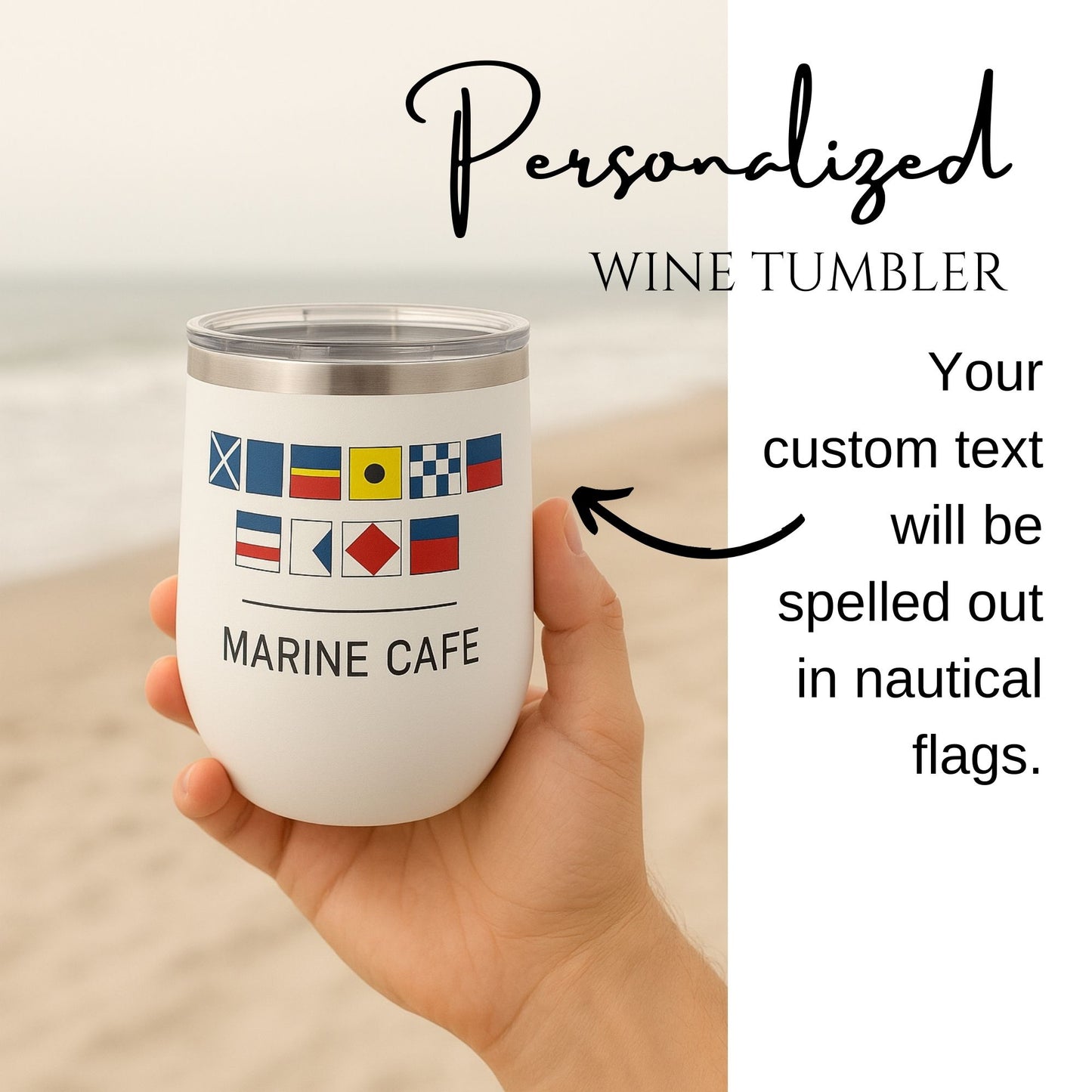 Nautical Flags Wine Tumbler - Stainless Steel 12oz